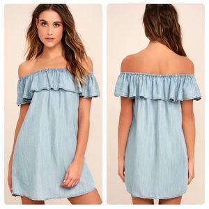 NWT Lulu’s_light blue off the shoulder dress